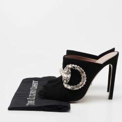 Gucci Black Suede Crystal Embellished Maxime Mules Size 38