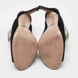 Gucci Black Suede Crystal Embellished Maxime Mules Size 38
