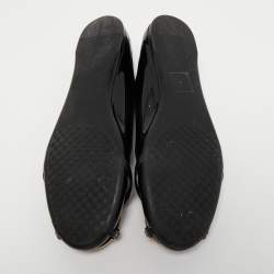 Pre Owned Gucci Black Patent Interlcoking G Ballet Flats Size 38