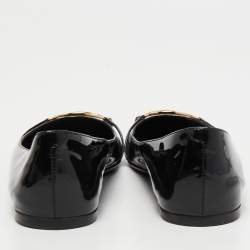 Pre Owned Gucci Black Patent Interlcoking G Ballet Flats Size 38