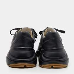Gucci Black Leather Rhyton Low Top Sneakers Size 40