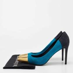 Gucci Tricolor Suede and Leather Pointed Cap Toe Pumps Size 40
