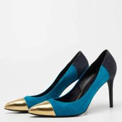 Gucci Tricolor Suede and Leather Pointed Cap Toe Pumps Size 40