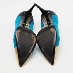 Gucci Tricolor Suede and Leather Pointed Cap Toe Pumps Size 40
