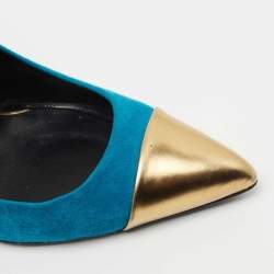 Gucci Tricolor Suede and Leather Pointed Cap Toe Pumps Size 40