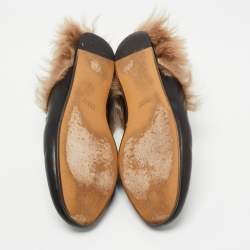 Gucci Black Leather Princetown Flat Mules Size 38