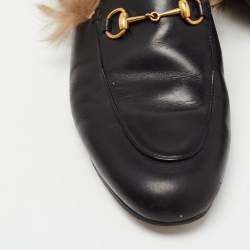 Gucci Black Leather Princetown Flat Mules Size 38