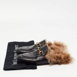 Gucci Black Leather Princetown Flat Mules Size 38