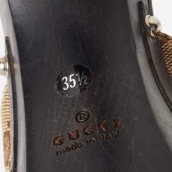 Gucci Beige/Brown GG Canvas and Leather Icon Bit Platform Clogs Size 35.5