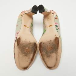 Pre Owned Gucci Multicolor Bloom Print Leather Pumps Size 40