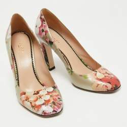 Pre Owned Gucci Multicolor Bloom Print Leather Pumps Size 40
