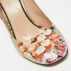 Pre Owned Gucci Multicolor Bloom Print Leather Pumps Size 40