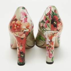 Pre Owned Gucci Multicolor Bloom Print Leather Pumps Size 40