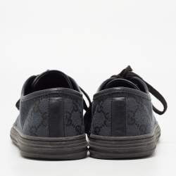 Gucci Blue/Black GG Canvas And Leather Cap Toe Low Top Sneakers Size 37.5