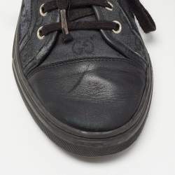 Gucci Blue/Black GG Canvas And Leather Cap Toe Low Top Sneakers Size 37.5