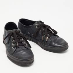 Gucci Blue/Black GG Canvas And Leather Cap Toe Low Top Sneakers Size 37.5