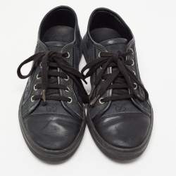 Gucci Blue/Black GG Canvas And Leather Cap Toe Low Top Sneakers Size 37.5