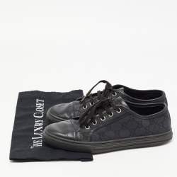 Gucci Blue/Black GG Canvas And Leather Cap Toe Low Top Sneakers Size 37.5