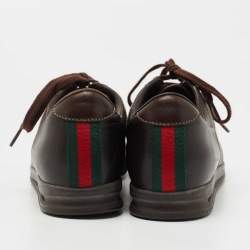 Gucci Brown/Beige GG Canvas and Leather Low Top Sneakers Size 37.5