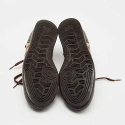 Gucci Brown/Beige GG Canvas and Leather Low Top Sneakers Size 37.5