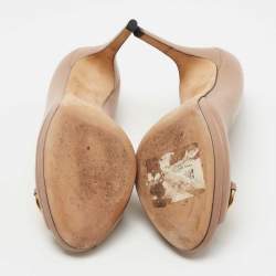 Pre Owned Gucci Beige Leather New Hollywood Horsebit Pumps Size 39.5
