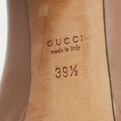 Pre Owned Gucci Beige Leather New Hollywood Horsebit Pumps Size 39.5