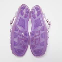 Gucci Purple Jelly Logo Embossed Flat Sandals Size 38