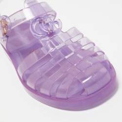 Gucci Purple Jelly Logo Embossed Flat Sandals Size 38