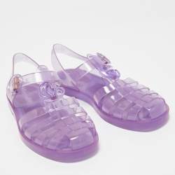 Gucci Purple Jelly Logo Embossed Flat Sandals Size 38