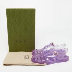 Gucci Purple Jelly Logo Embossed Flat Sandals Size 38