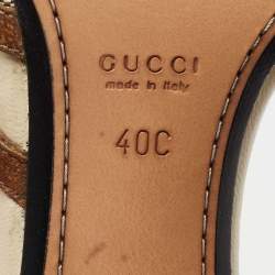 Gucci Brown Leather and GG Canvas Slides Size 40