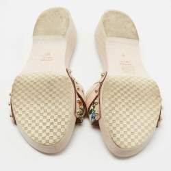 Gucci White Floral Print Canvas and Leather Icon Bit Wooden Clogs Size 41