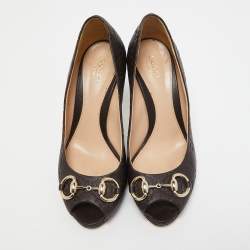 Pre Owned Gucci Brown Guccissima Leather Kid Horsebit Pumps Size 36.5