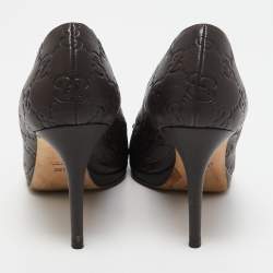 Pre Owned Gucci Brown Guccissima Leather Kid Horsebit Pumps Size 36.5