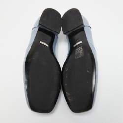 Pre Owned Gucci Light Blue Glossy Leather Horsebit Loafers Size 37.5