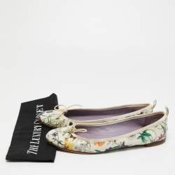 Pre Owned Gucci Multicolor Leather Flora Print Bow Ballet Flats Size 40
