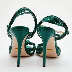 Gucci Green Leather Allie Knot Ankle Strap Sandals Size 36.5