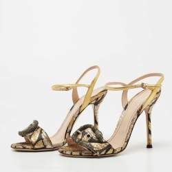 Pre Owned Gucci Multicolor Leather Dionysus Accent Leather Sandals Size 37