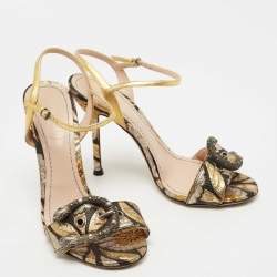 Pre Owned Gucci Multicolor Leather Dionysus Accent Leather Sandals Size 37