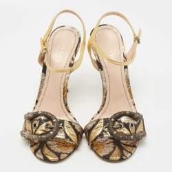 Pre Owned Gucci Multicolor Leather Dionysus Accent Leather Sandals Size 37