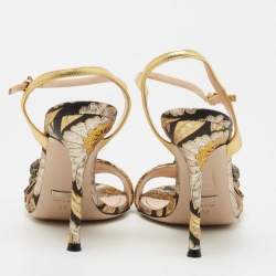 Pre Owned Gucci Multicolor Leather Dionysus Accent Leather Sandals Size 37