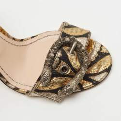 Pre Owned Gucci Multicolor Leather Dionysus Accent Leather Sandals Size 37