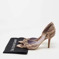 Pre Owned Gucci Brown/Beige Python Horsebit D'orsay Pumps Size 39.5