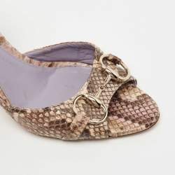 Pre Owned Gucci Brown/Beige Python Horsebit D'orsay Pumps Size 39.5