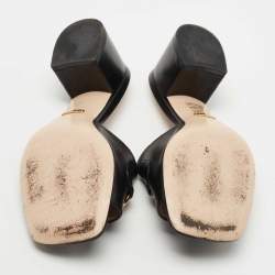Gucci Black Leather Zumi Slide Sandals Size 38