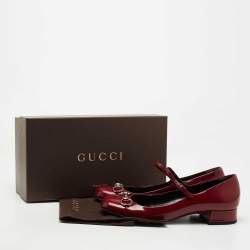 Gucci Burgundy Leather Horsebit Mary Jane Flats Size 39.5
