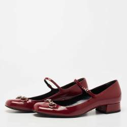 Gucci Burgundy Leather Horsebit Mary Jane Flats Size 39.5