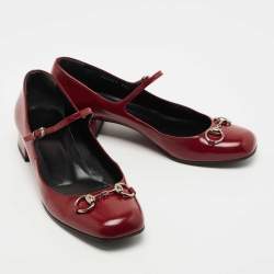 Gucci Burgundy Leather Horsebit Mary Jane Flats Size 39.5