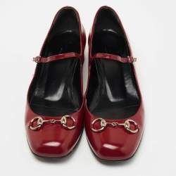 Gucci Burgundy Leather Horsebit Mary Jane Flats Size 39.5