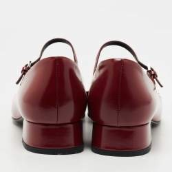 Gucci Burgundy Leather Horsebit Mary Jane Flats Size 39.5